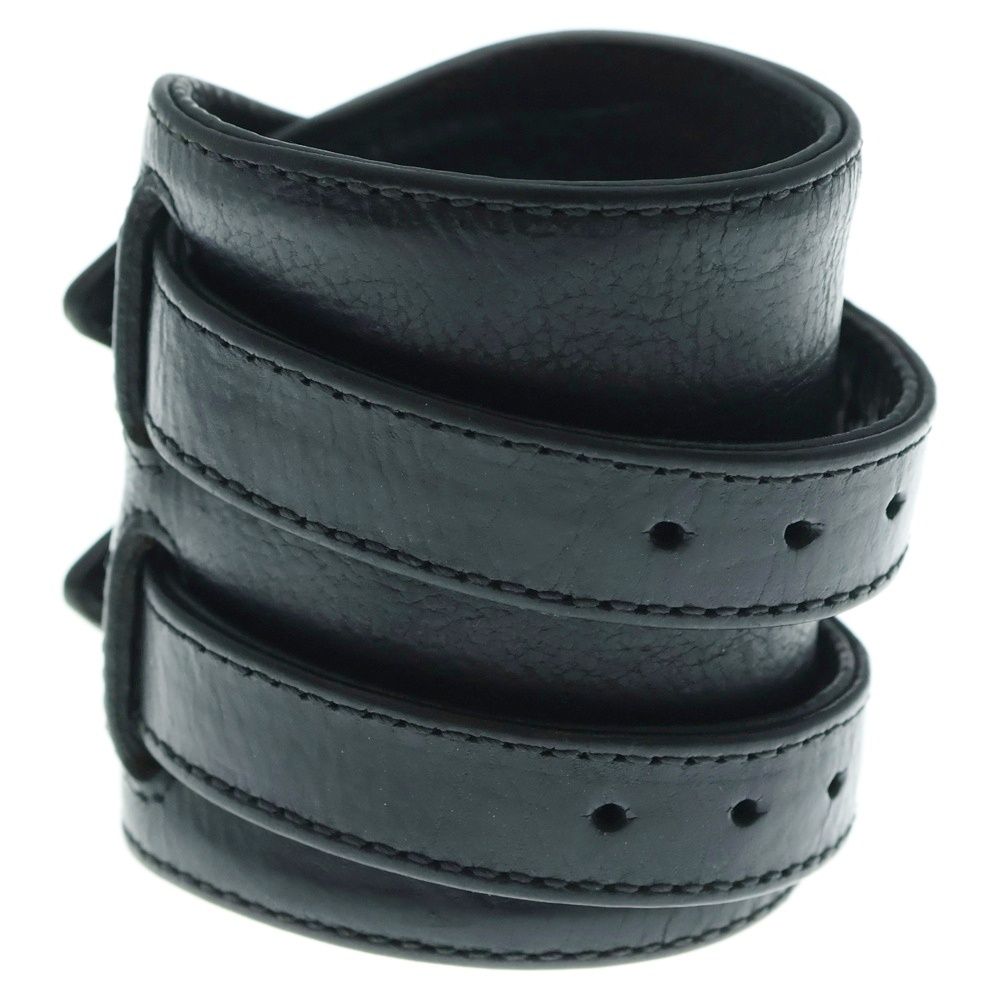 CHROME HEARTS クロムハーツ DOUBLE RR ダブルロックンロール ガンスリンガー レザーブレスレット ブラック シルバー