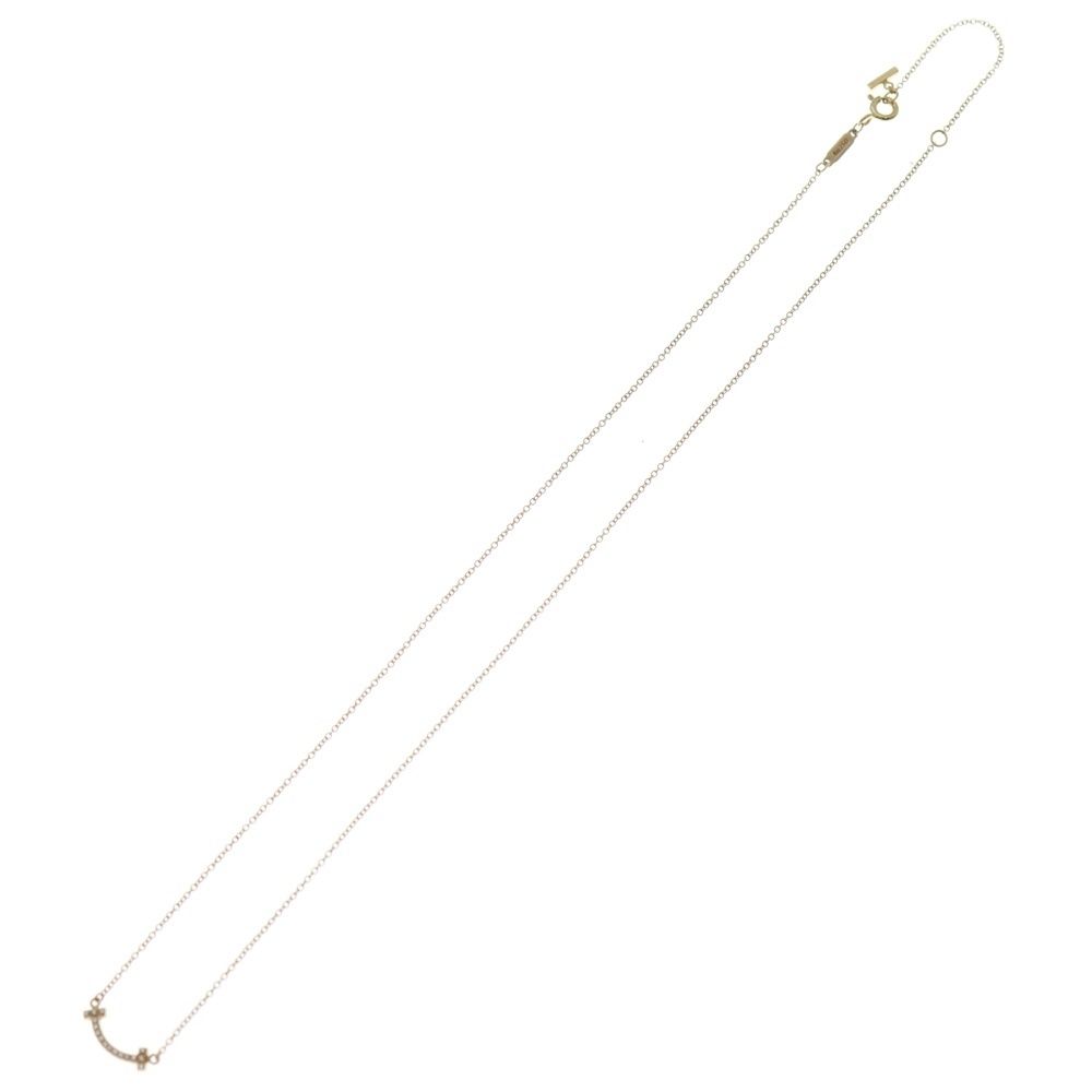 TIFFANY - Co. ティファニー Tスマイル ミニ ダイヤ ネックレス ペンダント チェーン ピンクゴールド Au750