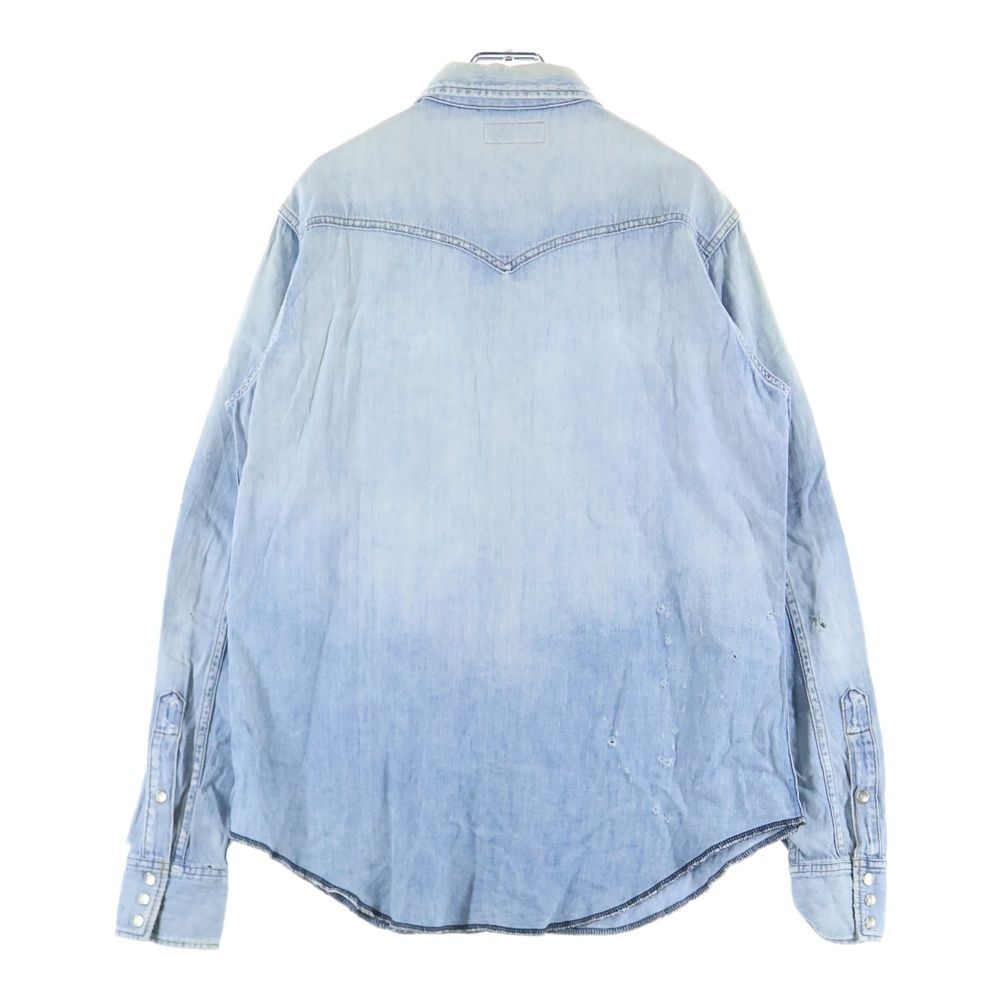 SAINT LAURENT PARIS サンローランパリ 19 AW ダメージ加工 ウエスタン スナップボタン デニムシャツ インディゴ レディース 601702