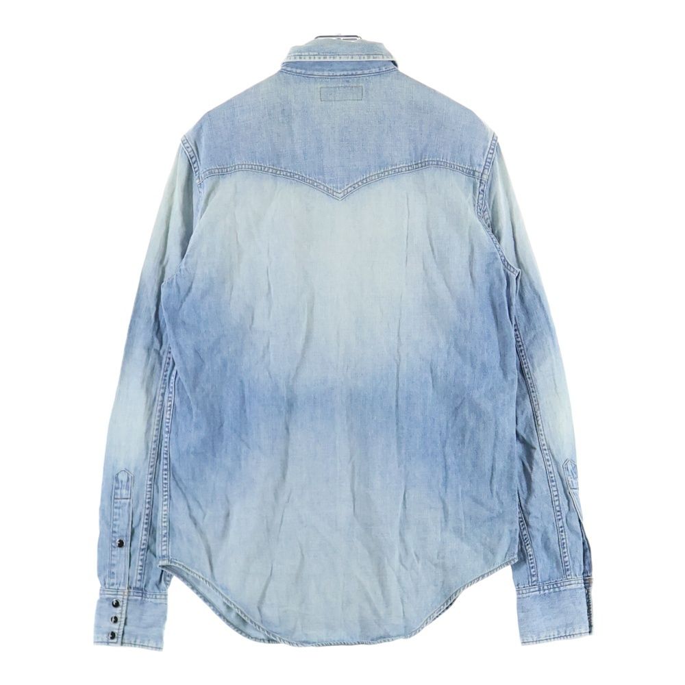 SAINT LAURENT PARIS サンローランパリ 18 AW ウォッシュ加工 ウエスタン スナップボタン デニムシャツ インディゴ レディース 527493