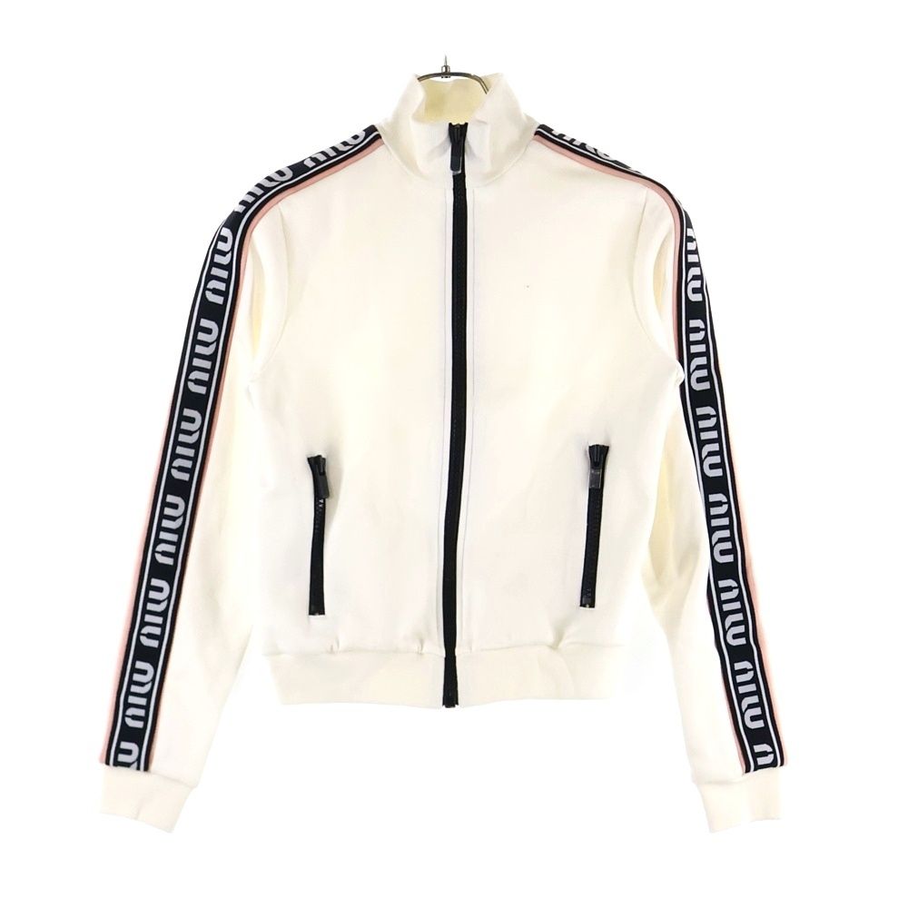 miumiu ミュウミュウ 20SS サイドラインロゴコットンセットアップ ジャージ ハーフパンツ ショートパンツ ホワイト MJL668