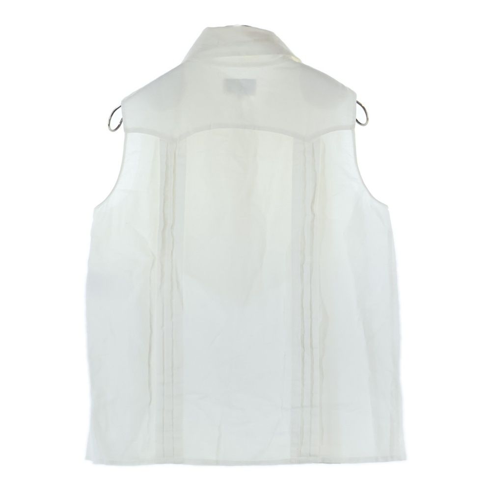 CHANEL シャネル リネン ノースリーブ プルオーバー シャツ ブラウス ホワイト レディース