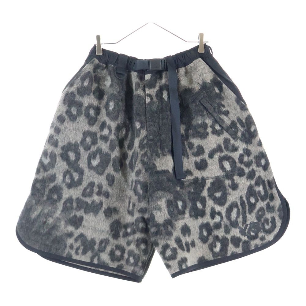 Y-3 ワイスリー M LEO FLEECE FOOTBALL SHORTS レオ フリース フットボールショーツ モヘア ウエストベルト ヒョウ柄 ハーフパンツ ブラック 2JO001