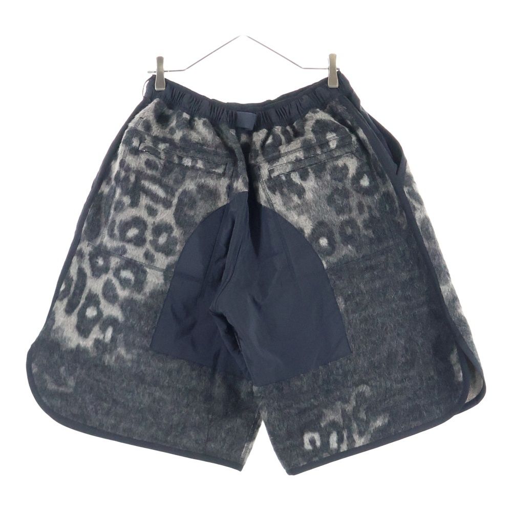 Y-3 ワイスリー M LEO FLEECE SHORTS レオ フリース フットボールショーツ モヘア ウエストベルト ヒョウ柄 ハーフパンツ ブラック 2 JO 001