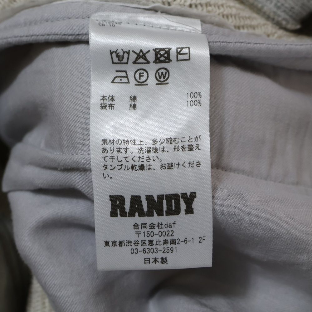  RANDY ランディ 25 SS マッスルパンツ センタープリーツ スウェット ボトムス グレー 25-RPT 04 チノパン パンツ