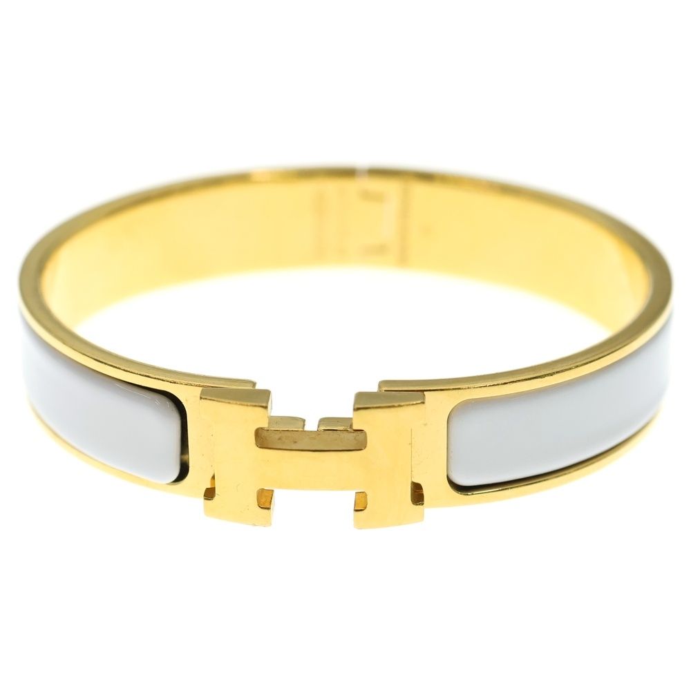 HERMES エルメス クリッククラック GP バングル ブレスレット ホワイト×ゴールド