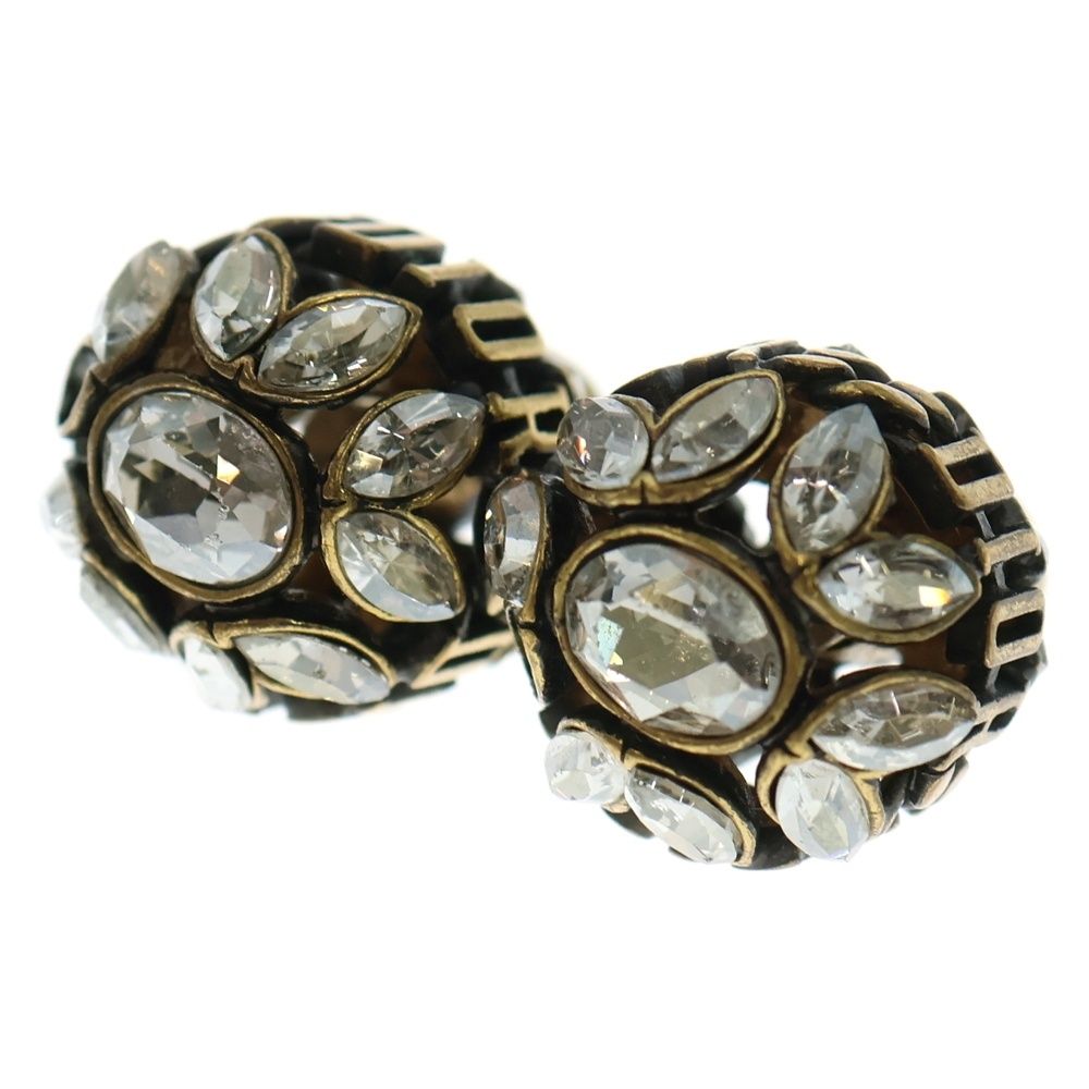 DIOR ディオール トライバル ストーン フラワーモチーフロゴピアス ゴールド