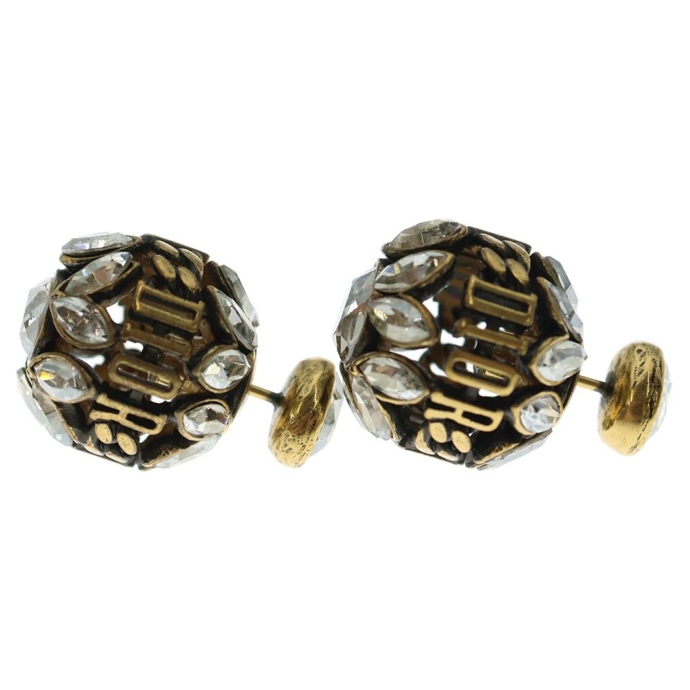 ストーン フラワーモチーフロゴピアス