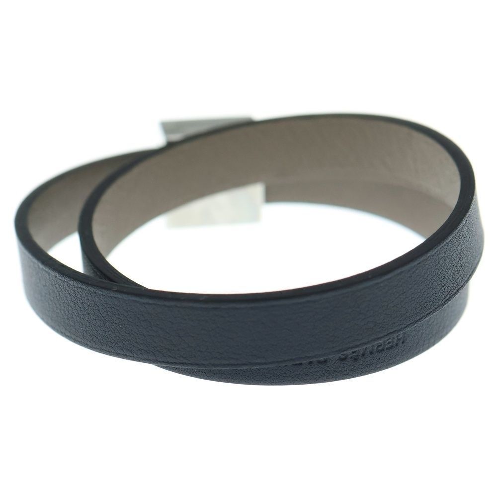 HERMES エルメス グリアスファルト スイフト ブレスレット レザー ネイビー×ブラウン シルバー金具 SV