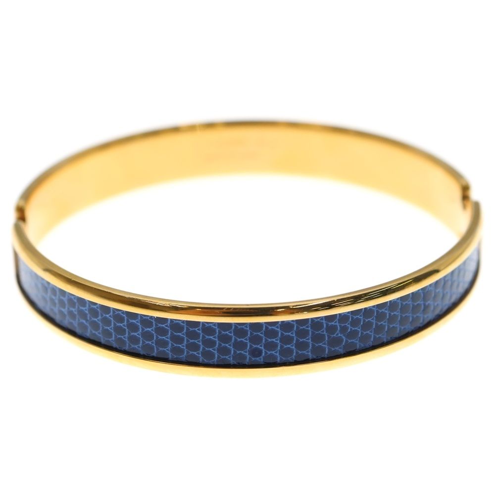 HERMES エルメス オランプ バングル ブレスレット ピンクゴールド×ブルー GP