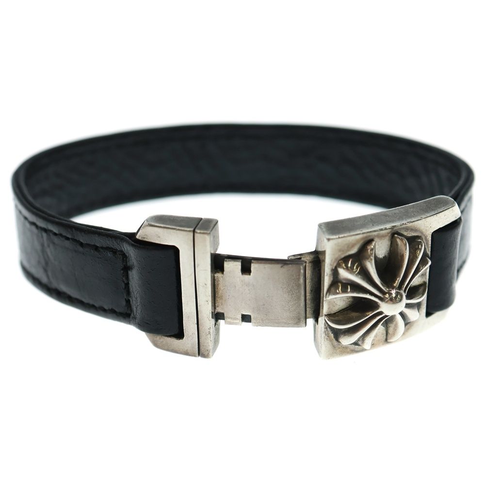 CHROME HEARTS クロムハーツ HARNESS CLASP ハーネスクラスプ レザーブレスレット ブラック シルバー WWW_SHINETEETH_COM