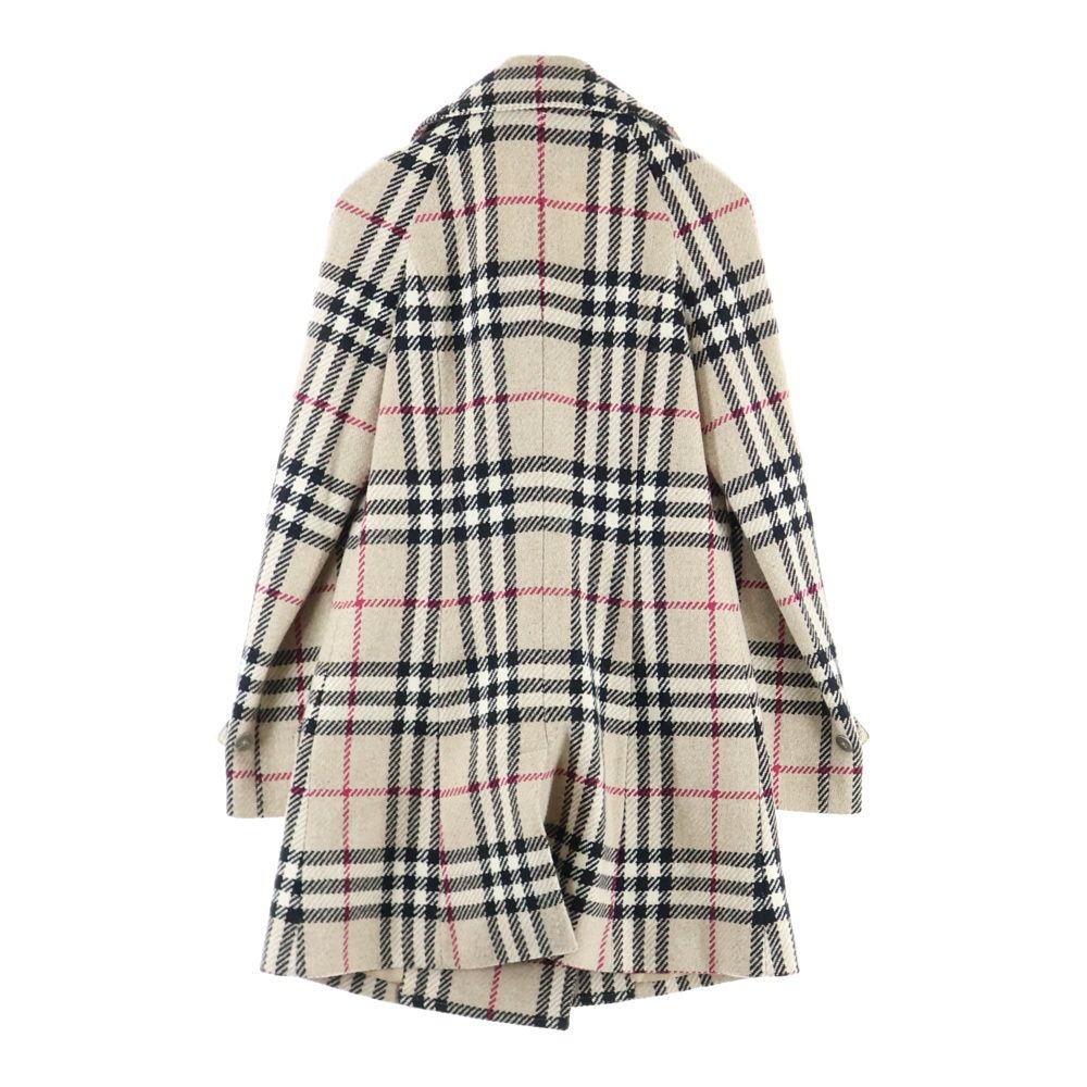 BURBERRY バーバリー ノバチェック総柄 ウールツイード ダブルブレスト ラグランスリーブ コート ベージュ