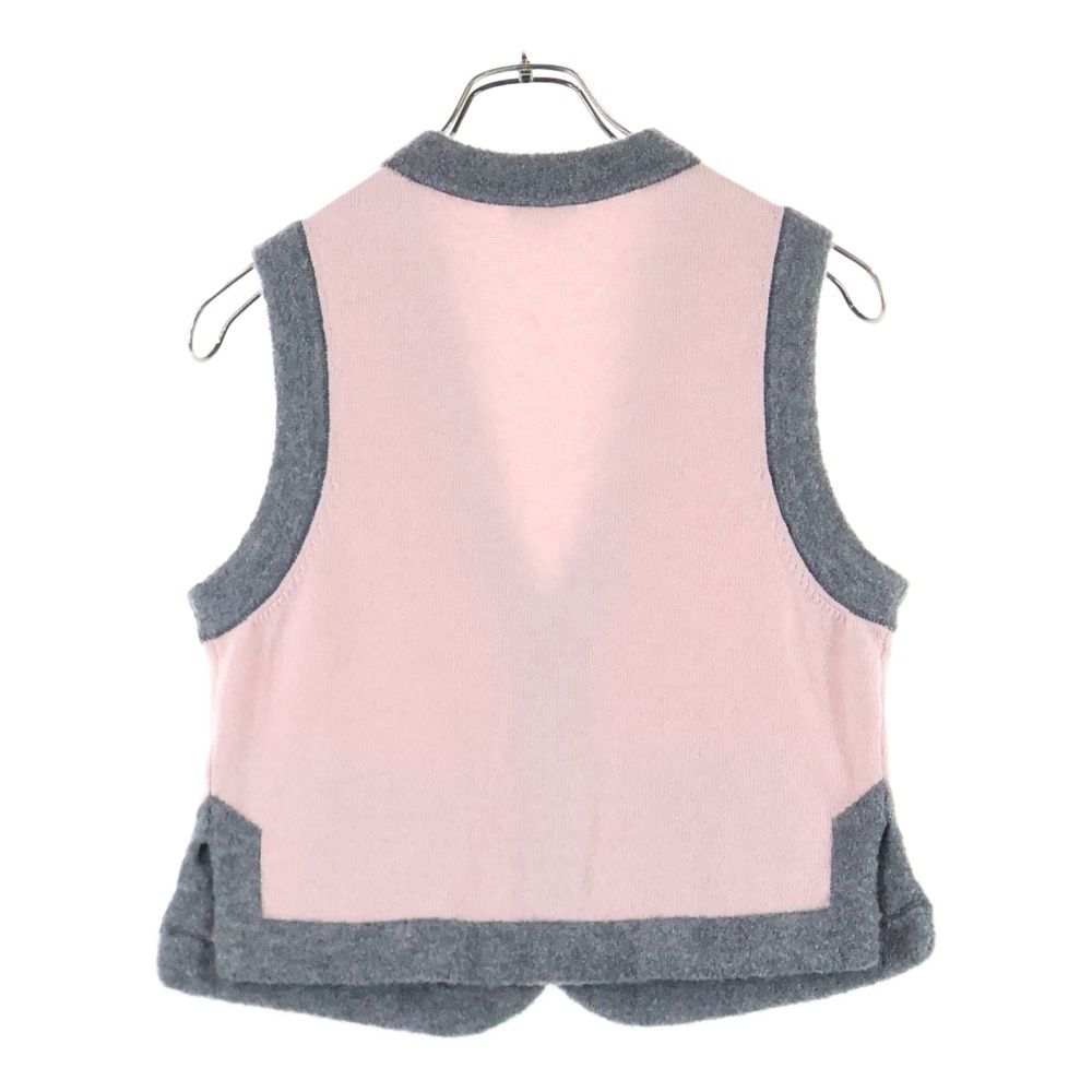 CHANEL シャネル ココマーク ラインストーン ボタン カシミヤ ノースリーブ ニット ベスト カーディガン ピンク グレー レディース