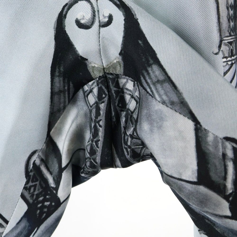  DOLCE - GABBANA ドルチェアンドガッバーナ SILK PANTS 総柄 シルクパンツ ブラック グレー G 6 MPET HP 1 TP チノパン パンツ