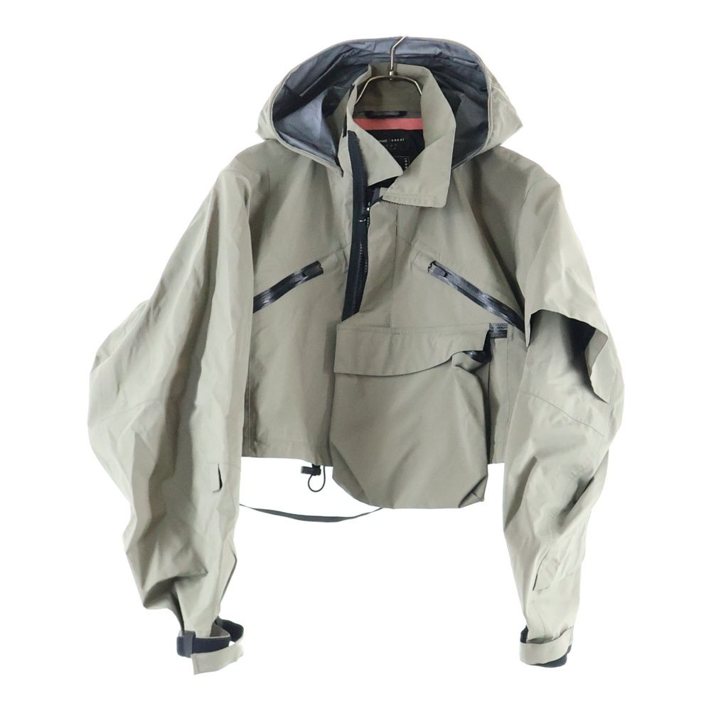 【ほぼ未使用】sacai クロップドジャケット ベージュ/ネイビー Sacai (サカイ) 22SS ×ACRONYM CROP JACKET アクロニウム ジップアップ