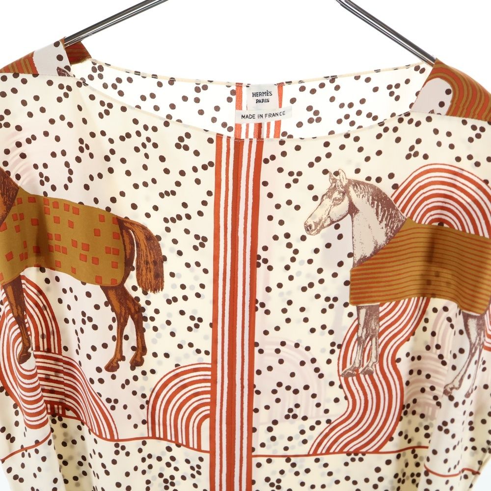 HERMES (エルメス) ガルド ローブ ポップ 馬 総柄プリント シルク