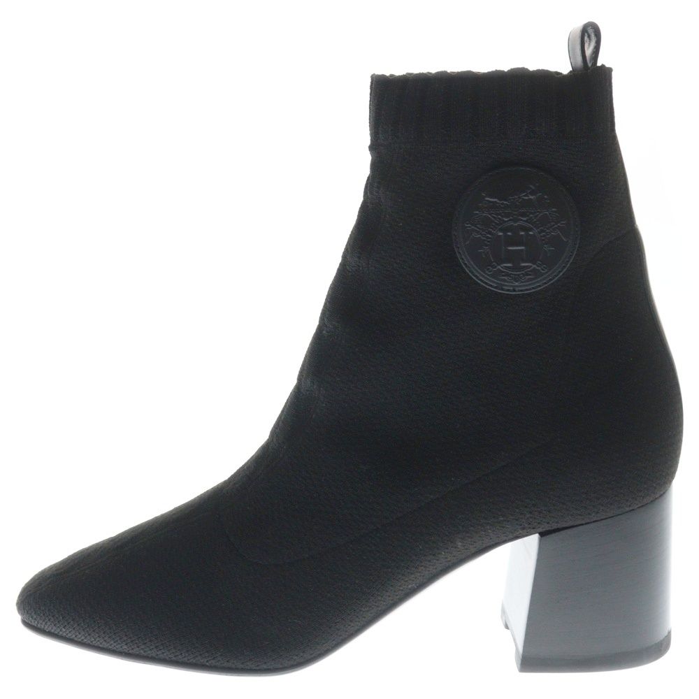 【美品】HERMES ヴォルヴェール ニットショートブーツ 38 HERMES (エルメス) ショートブーツ ヴォルヴェール ブラック #38