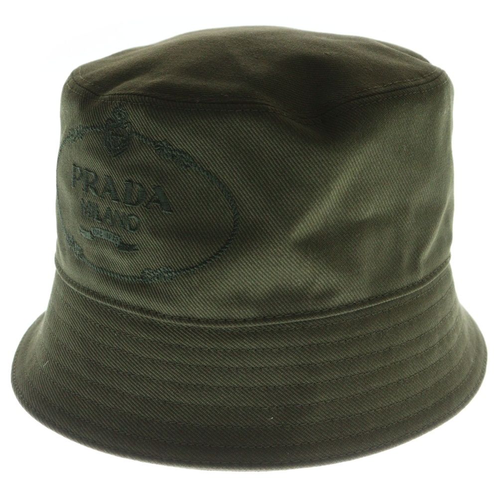PRADA プラダ フロントロゴ刺繍 バケットハット カーキ
