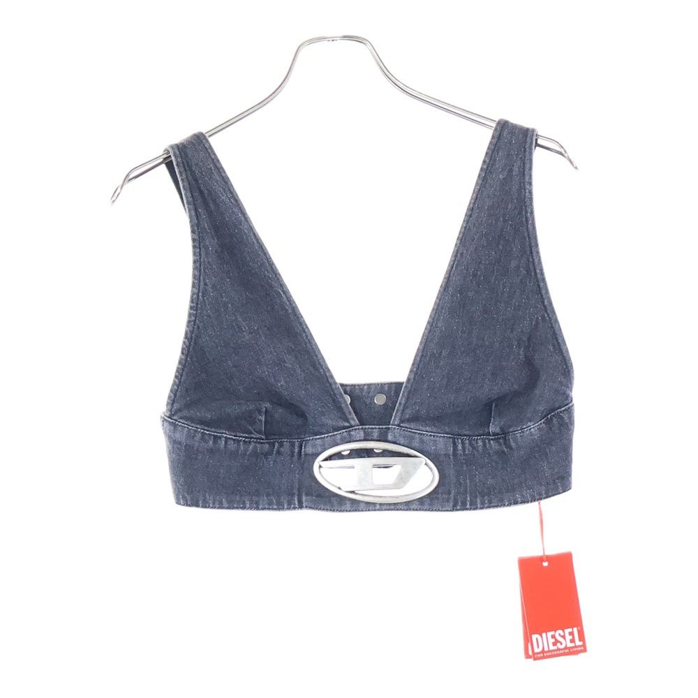 DIESEL ディーゼル DE-ELLY-S メタルDロゴ デニムブラトップ タンクトップ インナー グレー レディース
