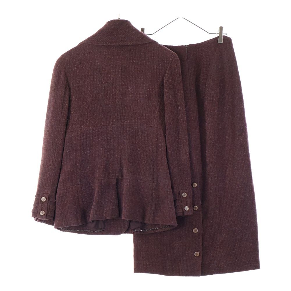 CHANEL シャネル 98AW セットアップ ウール ココマークボタン ギャザー ダブルブレスト テーラードジャケット タイト ロングスカート レディース P12240V06940