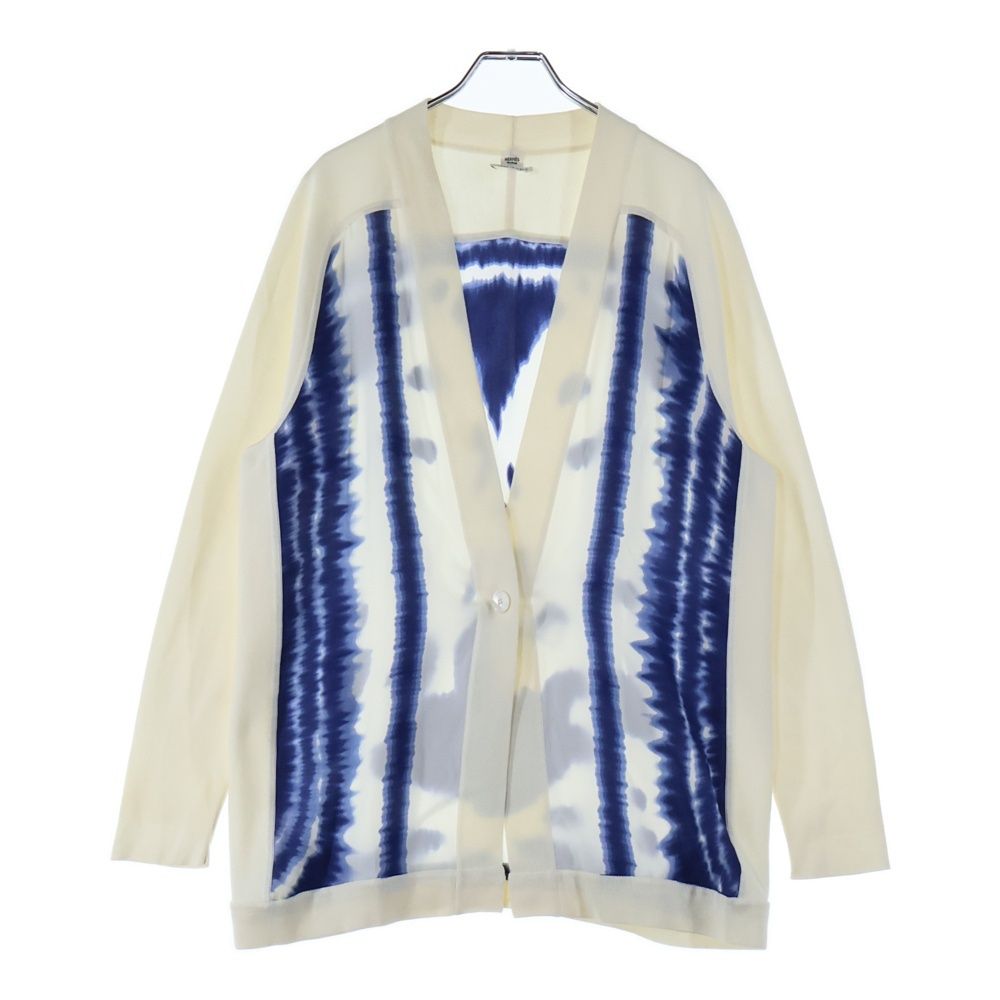 HERMES (エルメス) 総柄プリント シルク スカーフ ニット切り替え