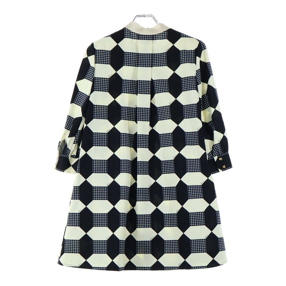 GUCCI グッチ オプティカル シルク プリーツ ワンピース ホワイト ブラック 681386 ZAH 41