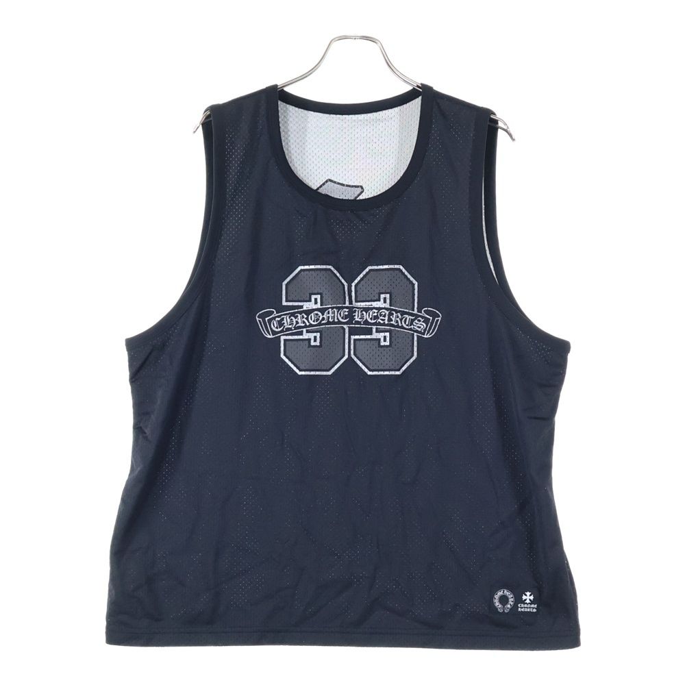 新品レア クロムハーツ メッシュ mesh タンクトップ ジャージ ブラック L CHROME HEARTS (クロムハーツ) MESH WARM UP JERSEY リバーシブルCH