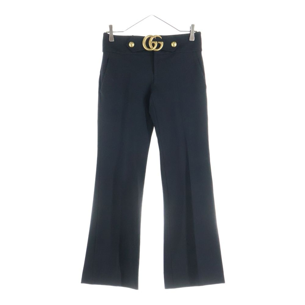 GUCCI グッチ GGマーモント バックル ビスコース セミフ スラックスパンツ トラウザーズ ブラック ゴールド レディース 462569