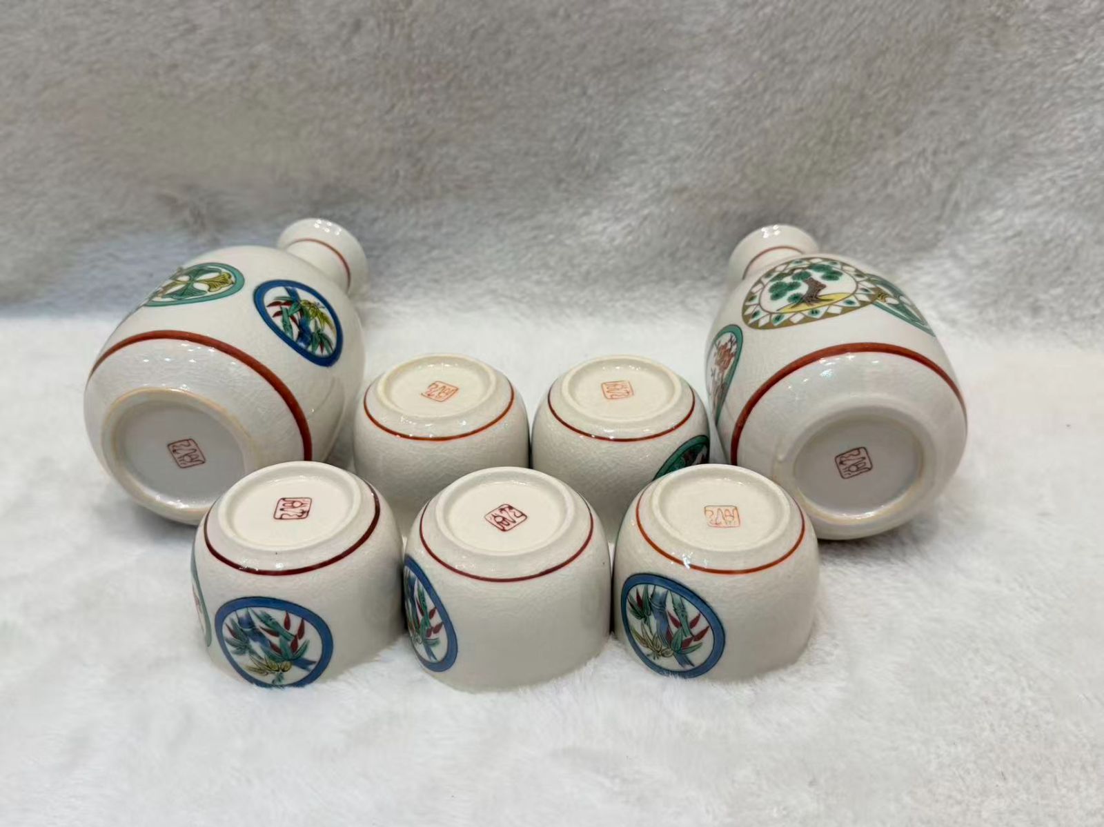 伝統工芸 九谷焼 酒器揃 徳利 お猪口 7点セット 共 き