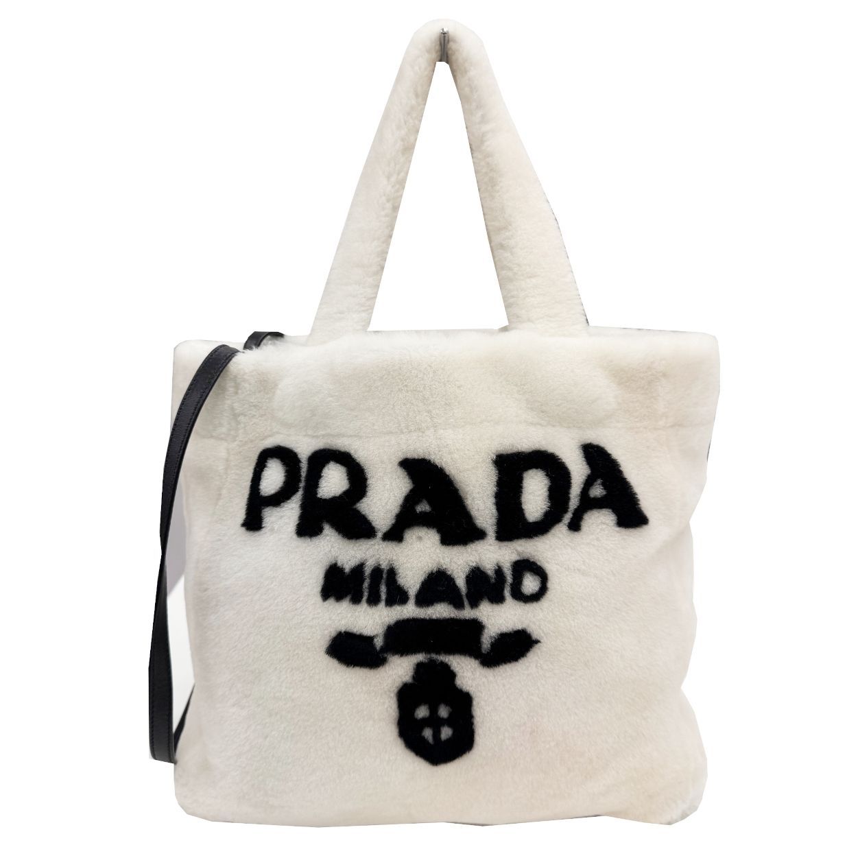 PRADA プラダ レタリングテリートートバッグ 1BG374 ホワイト ブラック 
