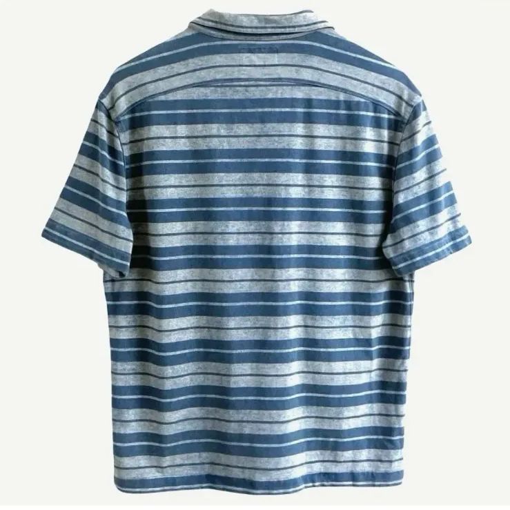 RRL ダブルアールエル ラルフローレン 開襟 オープン インディゴ ストライプド ジャージー キャンプシャツ S
