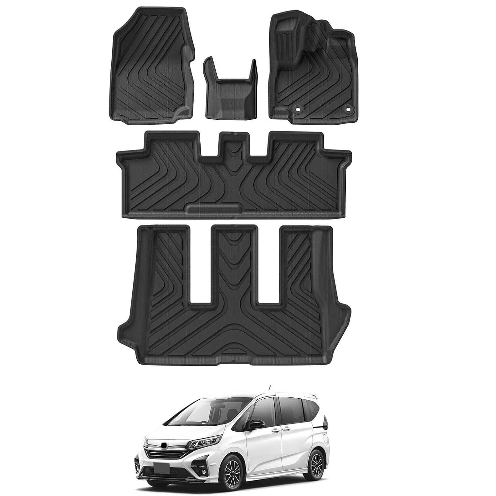 フリード GB系 フロアマット ラゲッジマット ホンダ Honda Freed gb5 gb6 gb7 gb8 3D立体カーマット 縁高 LUCKEASY 防水 トランクマット カスタムパーツ TPE素材 耐汚れ 滑り止め ホンダ フリードGB系フ