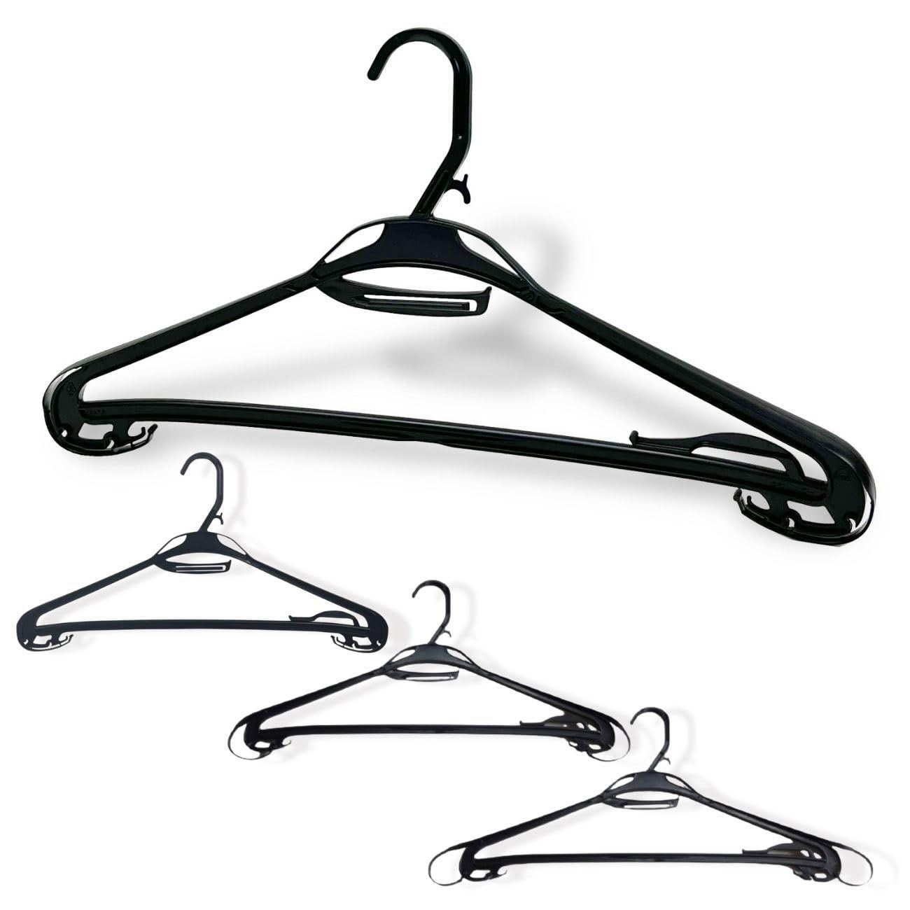業務用 大きいハンガー かわルンガー オリタニ 44cm 47cm 50cm プラスチックハンガー ブラック 国産 スーツ 制服 黒 幅広 サイズ変更 80本入