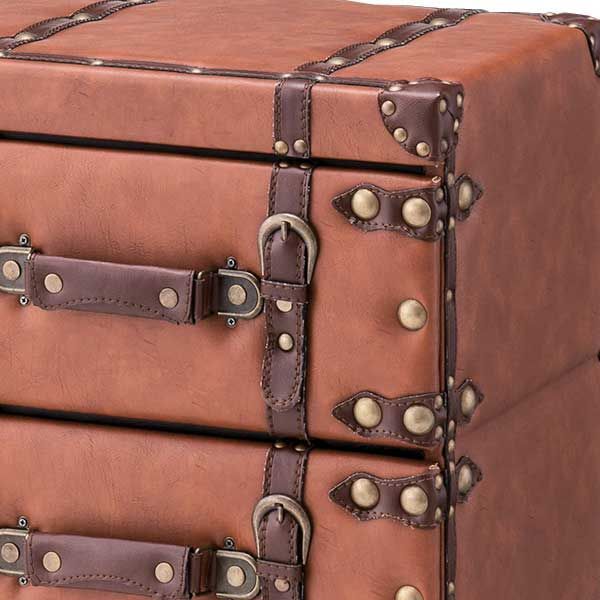 合皮製のトラディショナルなチェスト 3段 W41×D31×H60cm No.273