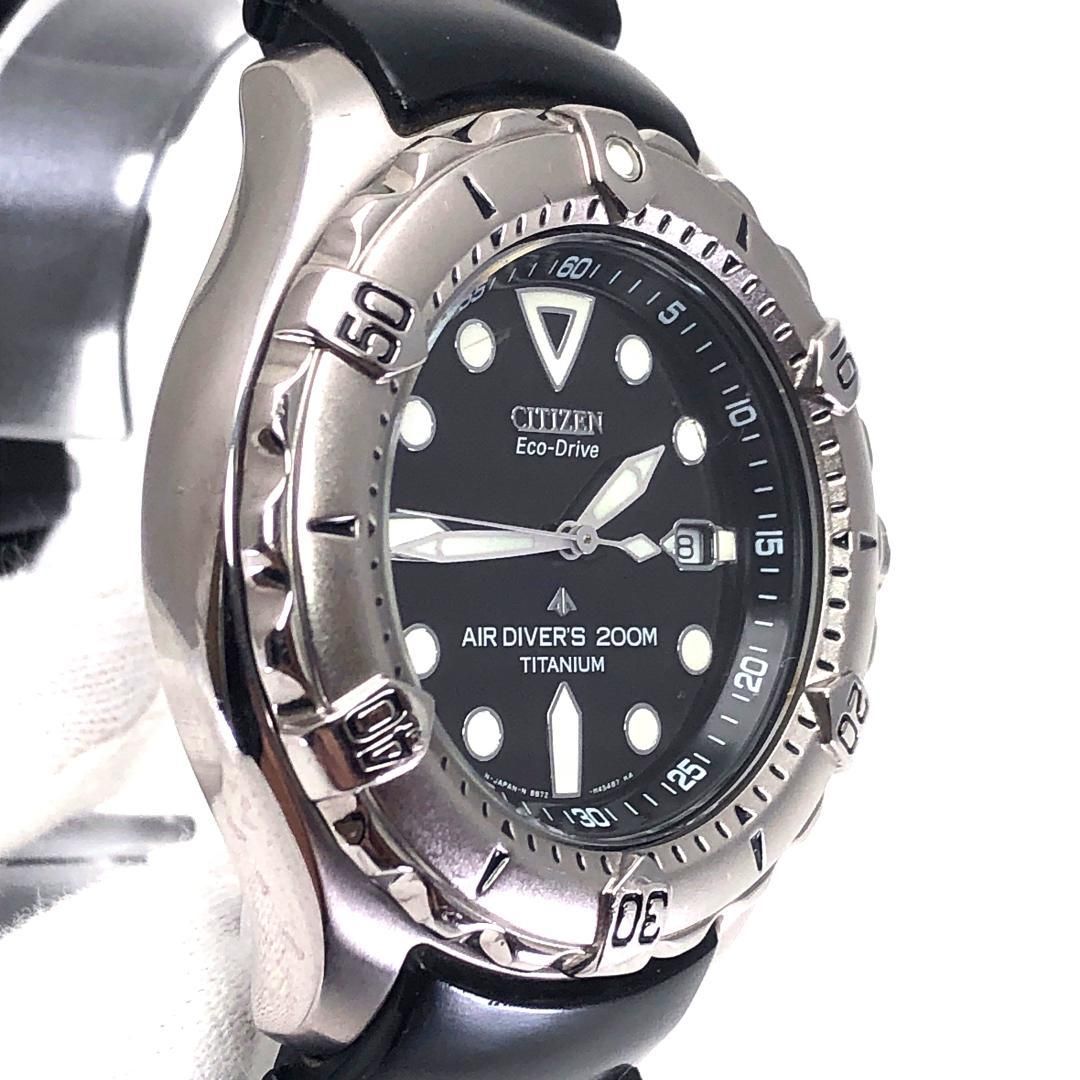  Citizen シチズン プロマスター エアダイバーズ 200 M B 872-H 26035 ソーラークォーツ チタン シルバー ブラック 腕時計(クォーツ) 腕時計(アナログ)