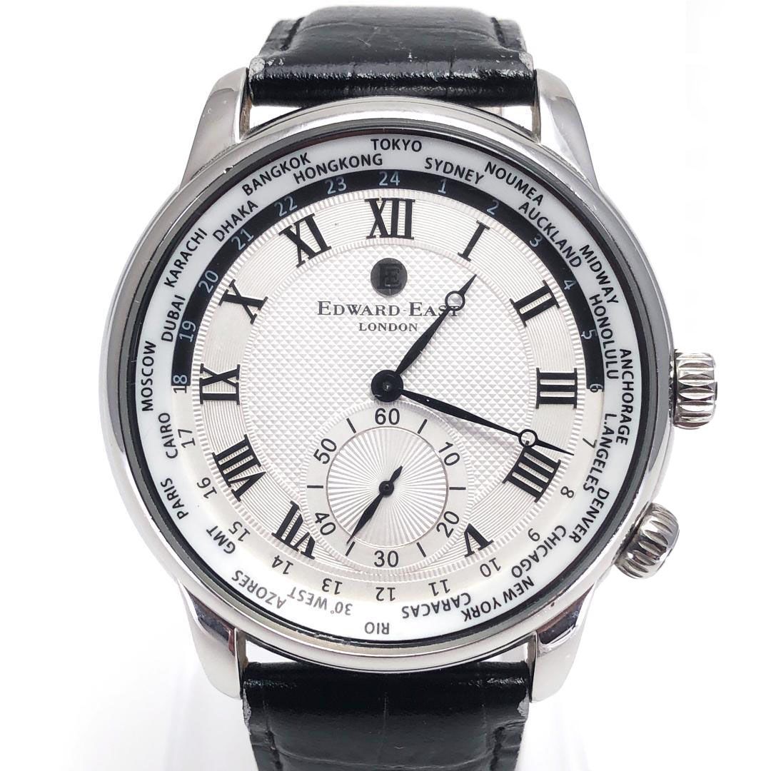 エドワードイースト ワールドタイマー EDW1960G18 クォーツ 特徴 ステンレス レザー シルバー ブラック