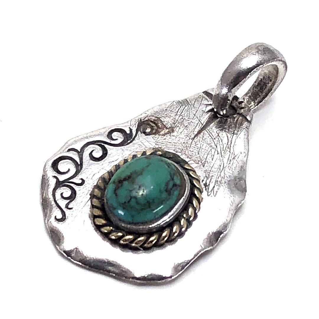 SAAD アラベスクメタル キングマンタ ペンダントトップ ターコイズ SV925 グリーン シルバー