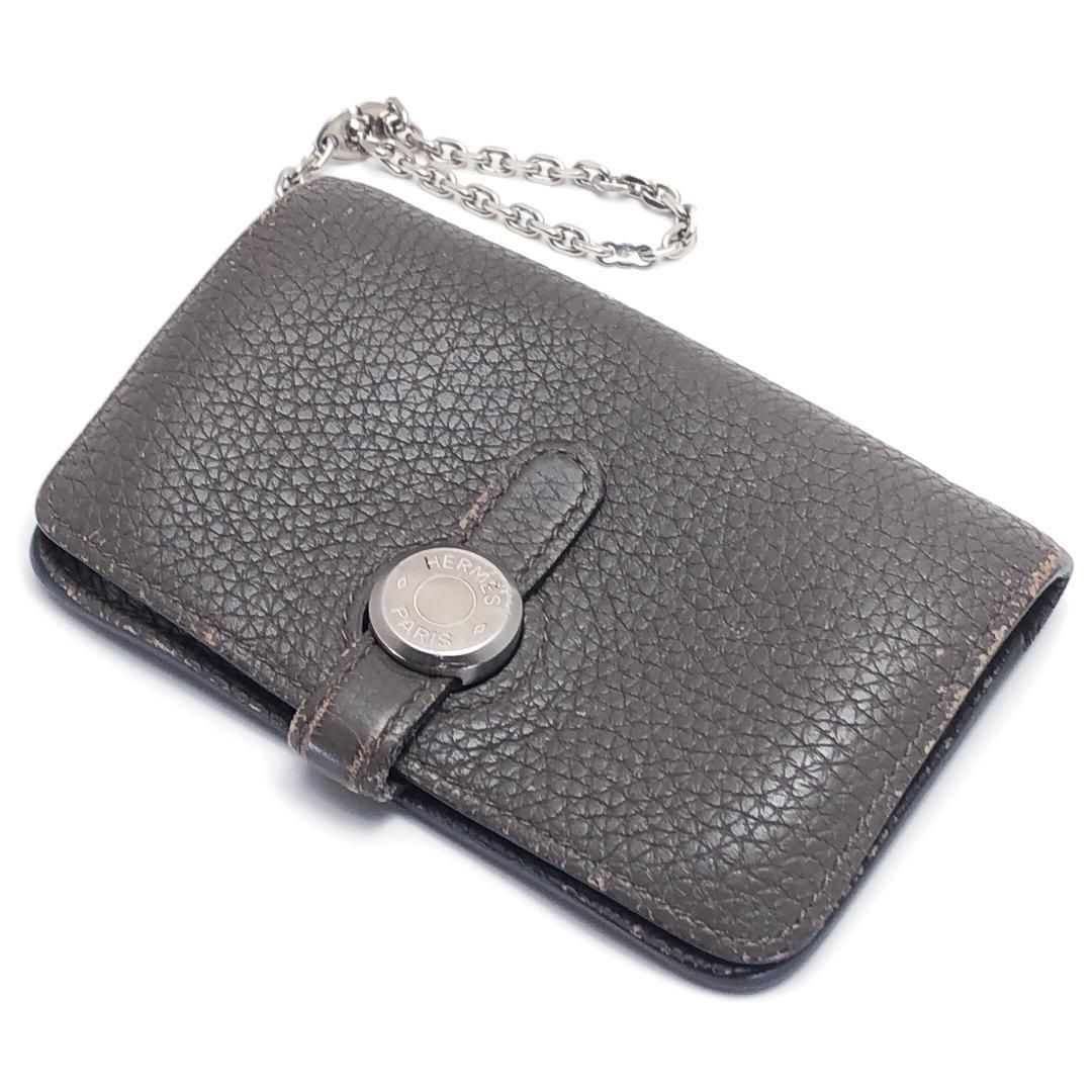 HERMES エルメス ドゴン チェーン カードケース キーケース レザー トープ グレージュ