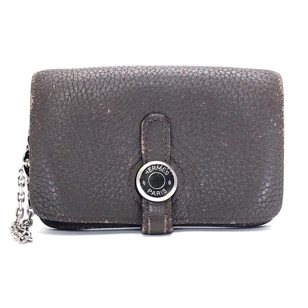 HERMES エルメス ドゴン チェーン カードケース キーケース レザー トープ グレージュ