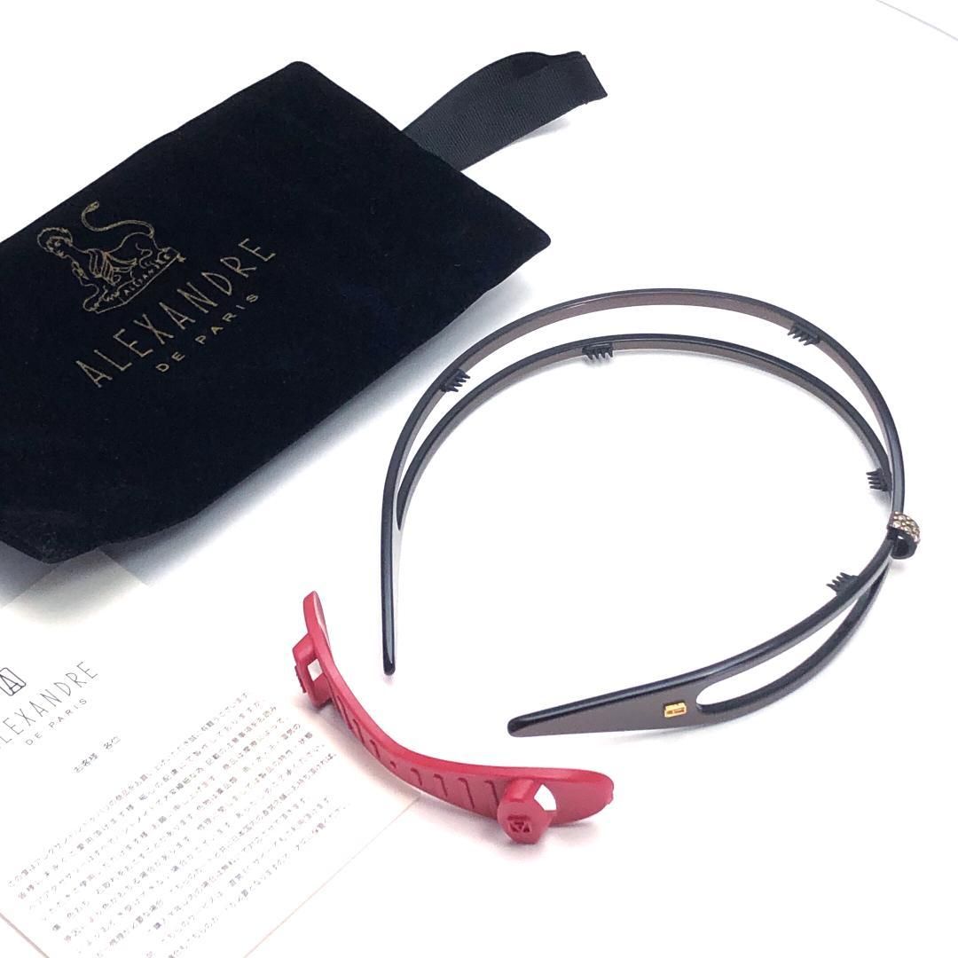 補正バンド付 Alexandre de paris アレクサンドル ドゥ パリ カチューシャ アセテート スワロフスキー ブラック レッド