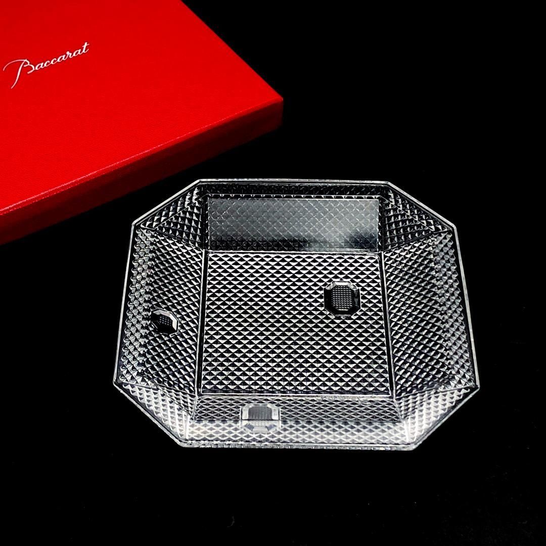 き Baccarat バカラ プレート トレー パンピーユスクエア クリスタルグラス クリア BC517