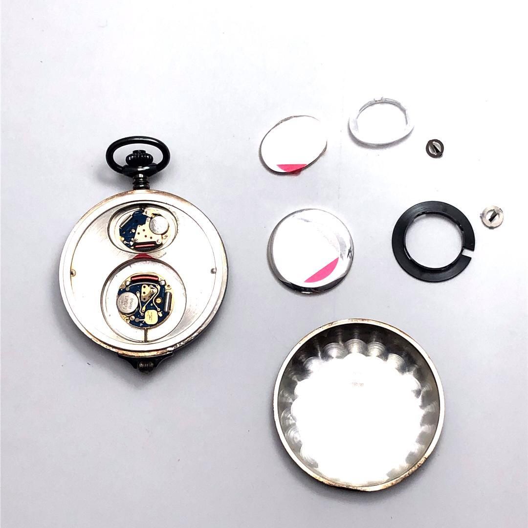 電池交換済み TECHNOS テクノス SV 925製ケース 懐中時計 178040 20 53 クォーツ 925 ケースのみ シルバー ホワイト