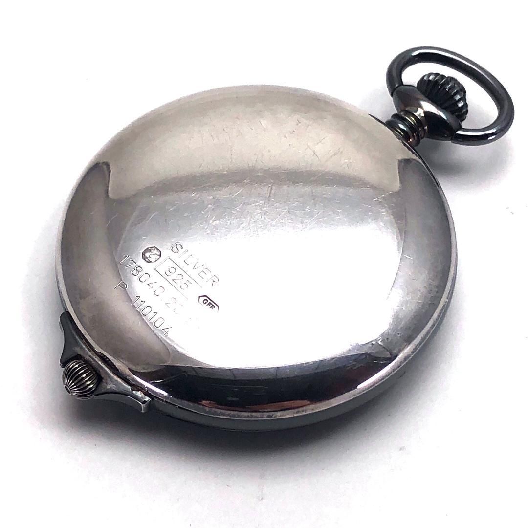  電池交換済み TECHNOS テクノス SV 925製ケース 懐中時計 178040 20 53 クォーツ 925 ケースのみ シルバー ホワイト 懐中時計 腕時計(アナログ)