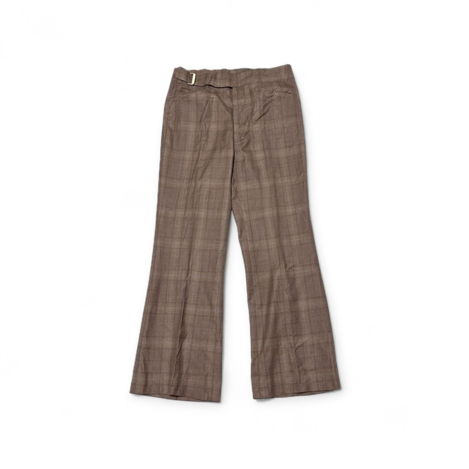 70s Le BARON バロン スラックス ゴールドバックル ウェストベルト付 チェック フ ブラウン TALOジップッ