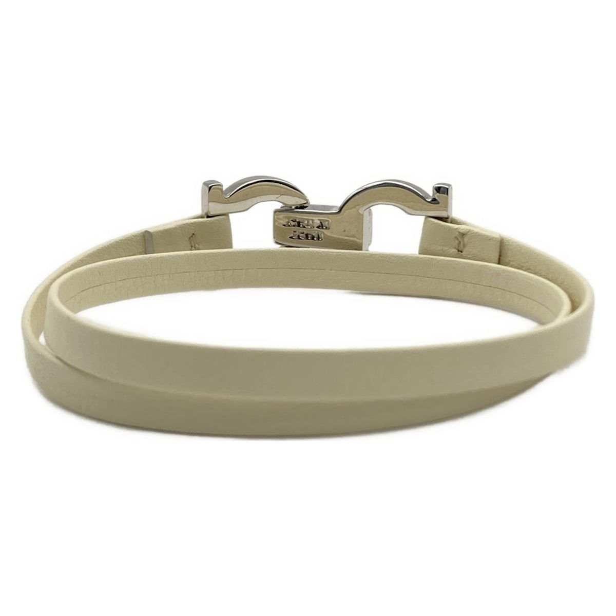FERRAGAMO SalvatoreFerragamo サルバトーレフェラガモ ブレスレット - レザー アイボリー×シルバー ガンチーニ WWW_SHINETEETH_COM