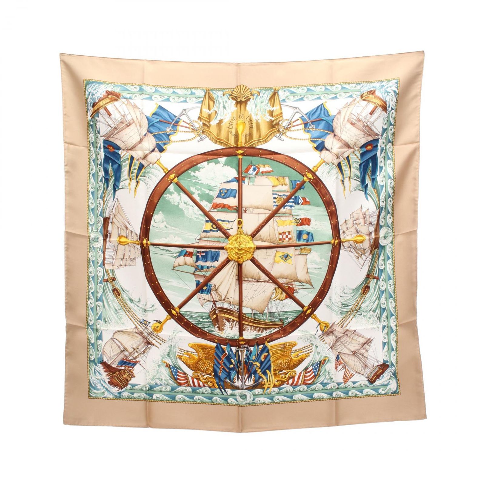 エルメス HERMES スカーフ カレ90 VIVE LE VENT シルク レディース A