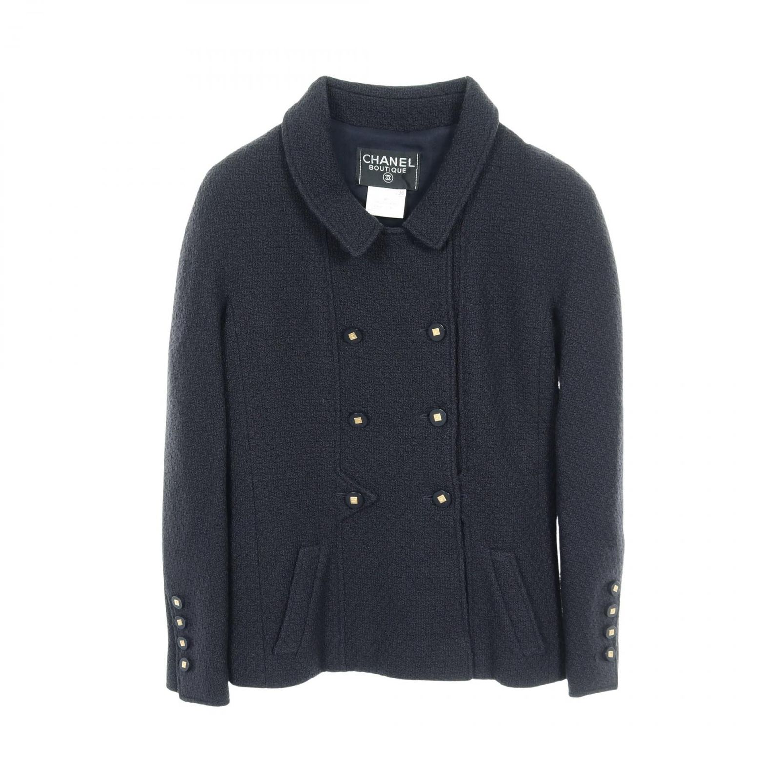 シャネル CHANEL ココマークボタン ツイード P08220V04980 ウール ツイードジャケット レディース Used A