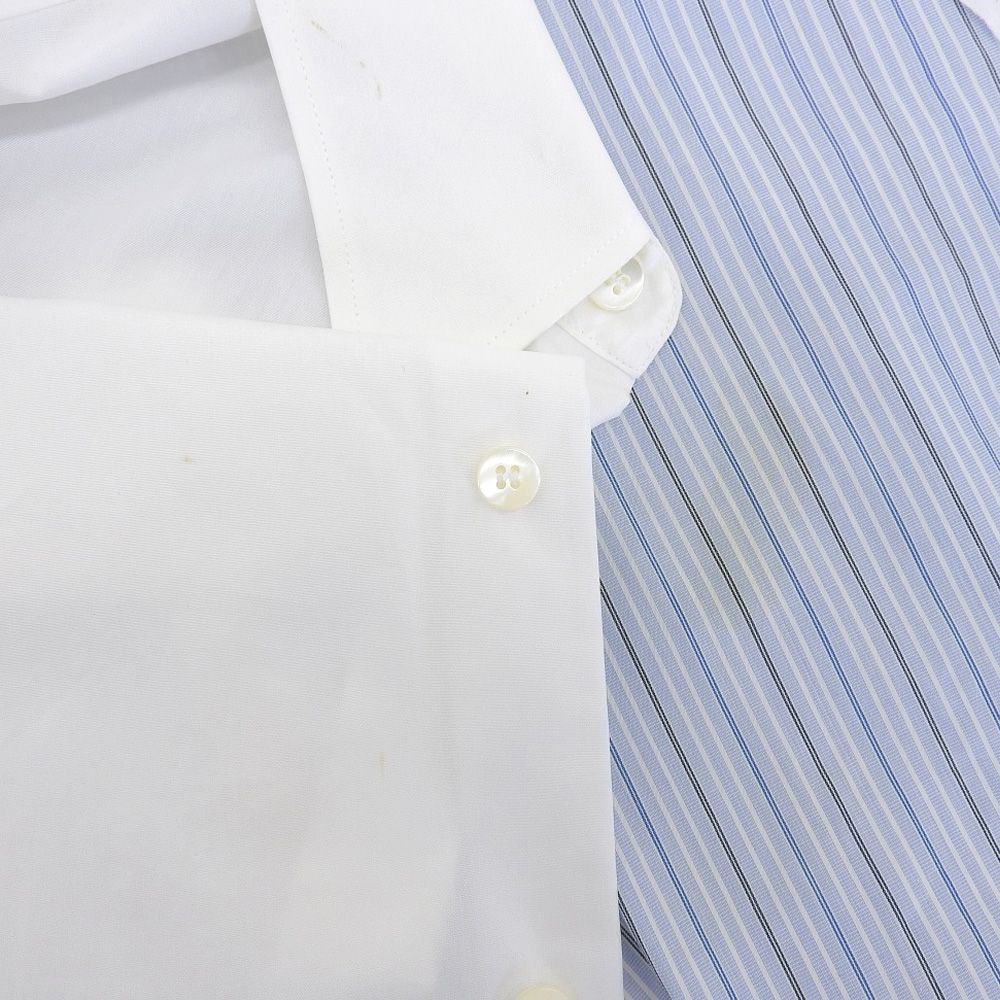  Maison Margiela メゾンマルジェラ 再構築 ストライプ 長袖シャツ トップス レディース ホワイト ブルー 38 20 AW アンサンブル トップス