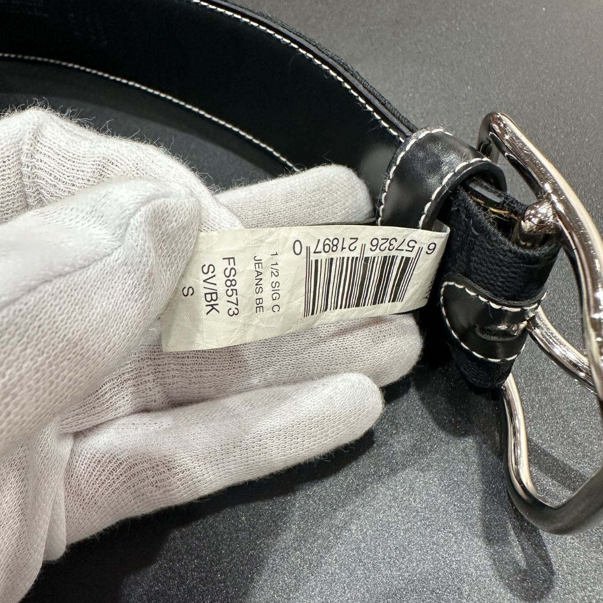 エルメス HERMES 黒 レザーベルト 馬と人の金具付き ヴィンテージ