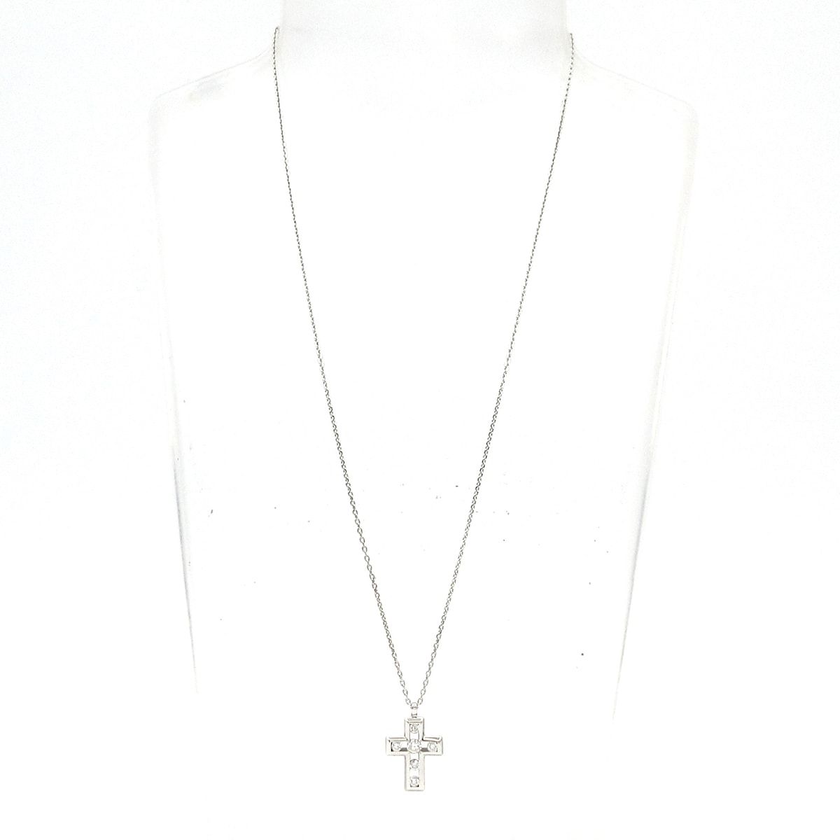 VENDOME ヴァンドーム青山 ネックレス - K 18 WG×ダイヤモンド 総重量 4.3 g 6 Pダイヤ ダイヤ0.32カラット クロス 十字架
